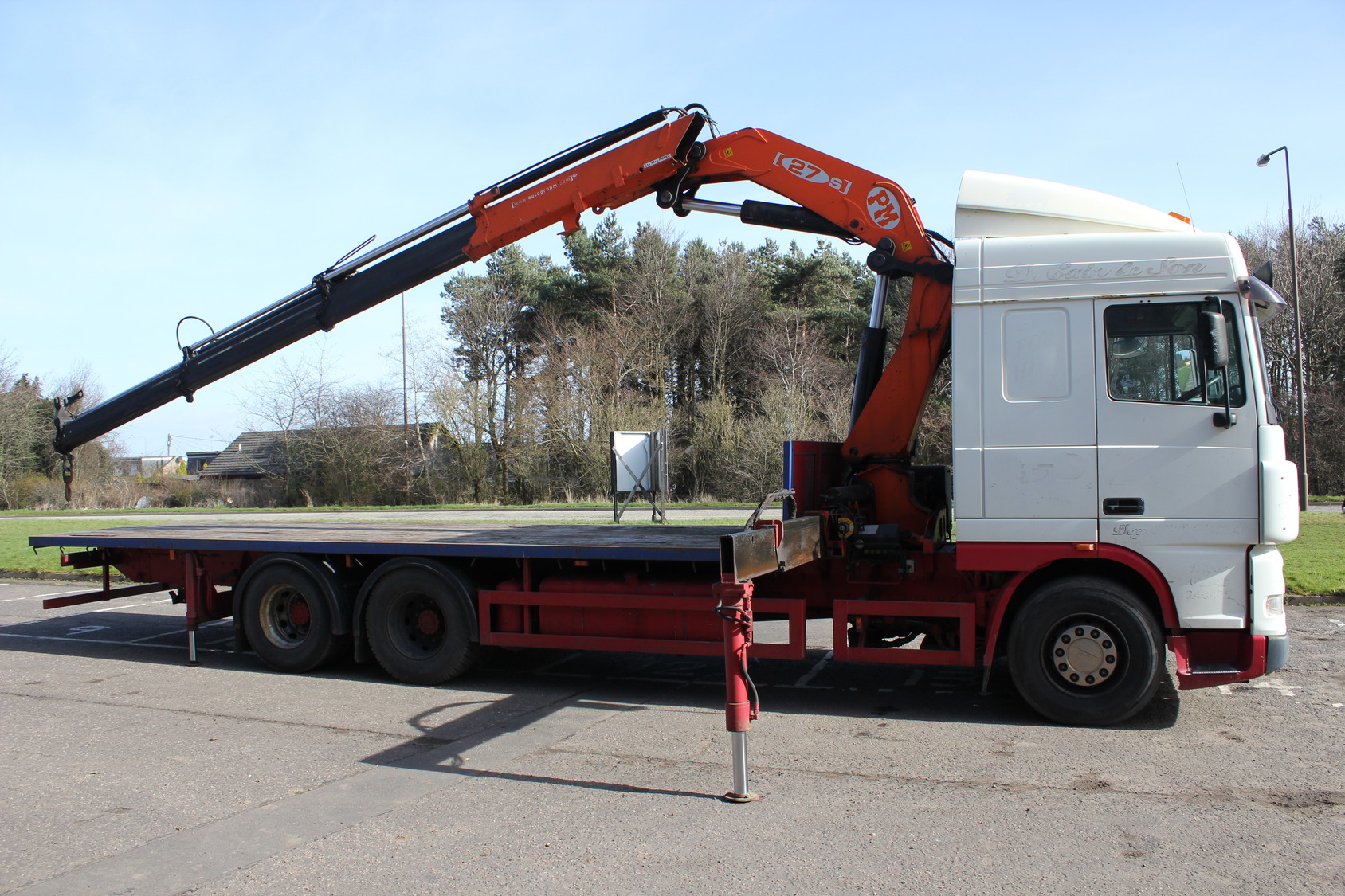 26 Tonne DAF XF 95.480 Flatbed With PM Crane Truck For Sale SN04AUK MV Commercial